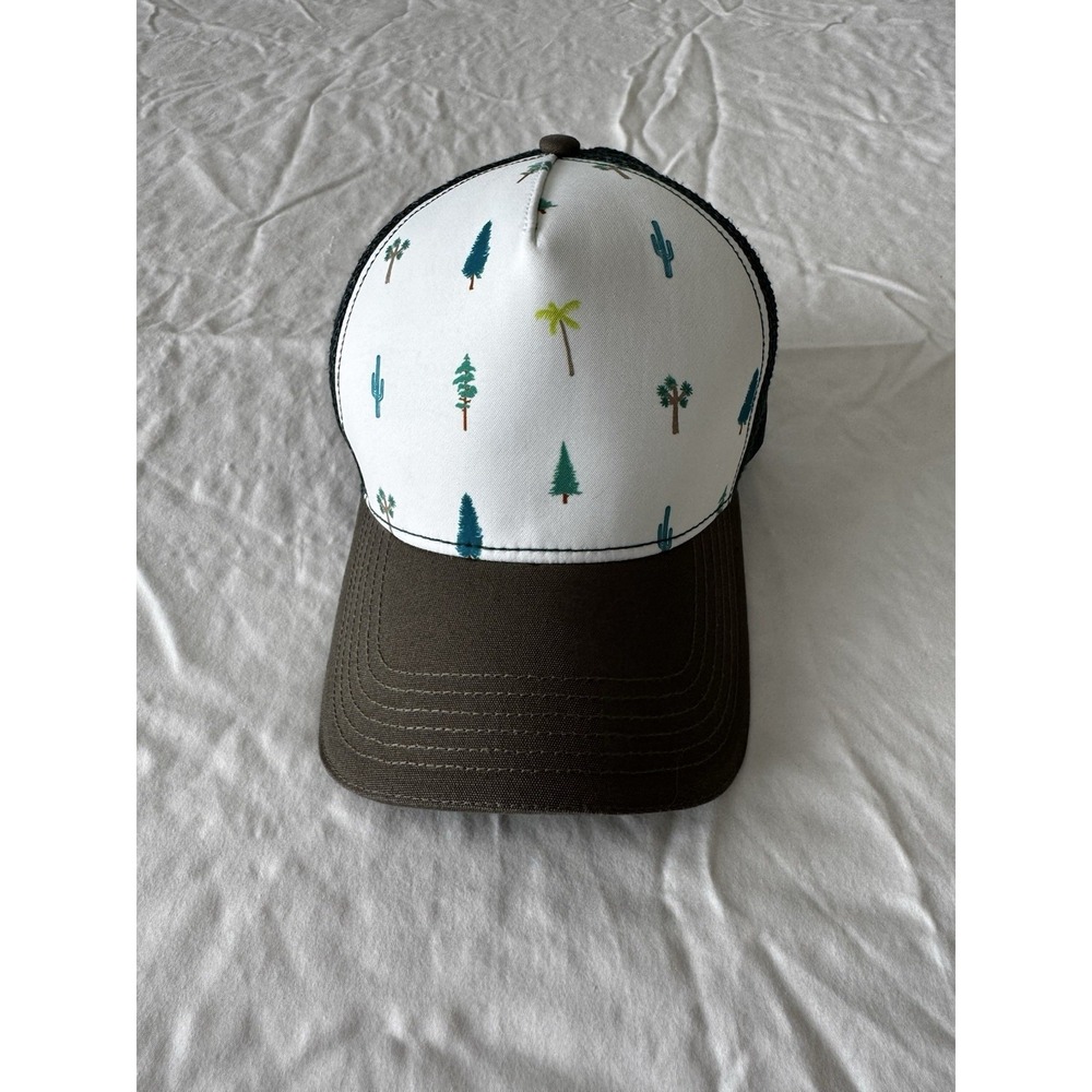 prAna Journeyman Trucker Hat Tree Cactus Mesh Snapback Cap Green Black EUC